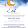 Eid Mubarak – Friday, April 21 Prayer Schedule