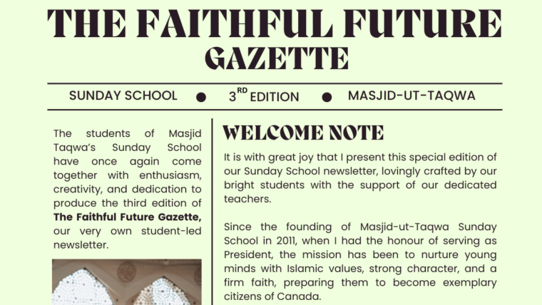 Sunday School Newsletter (3rd Edition)