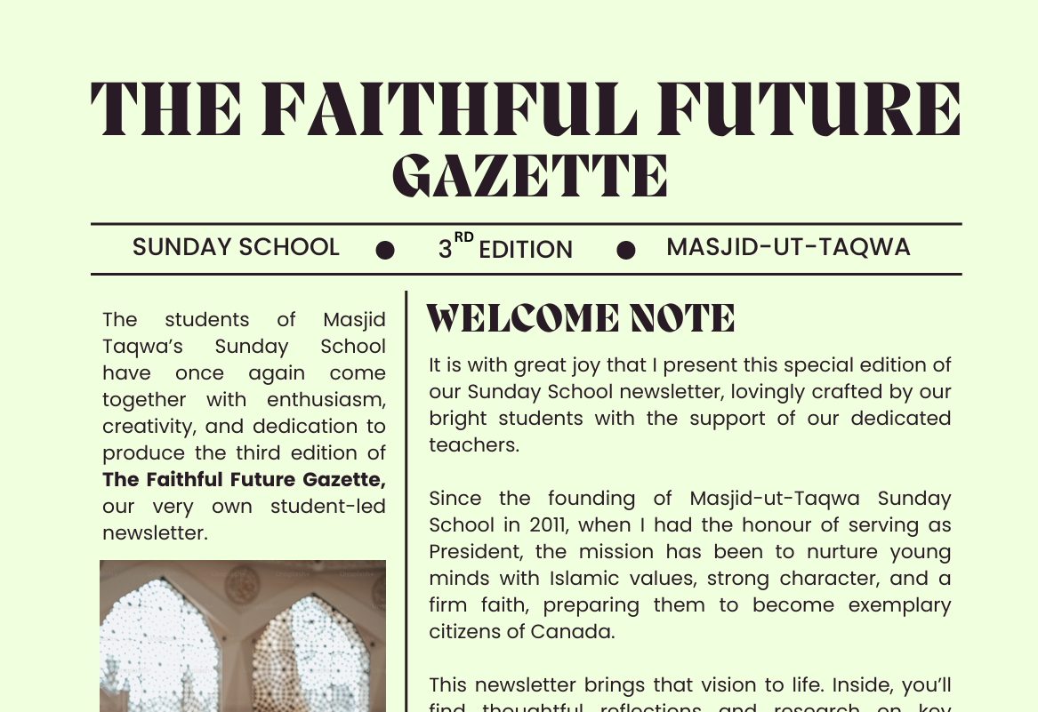 Sunday School Newsletter (3rd Edition)